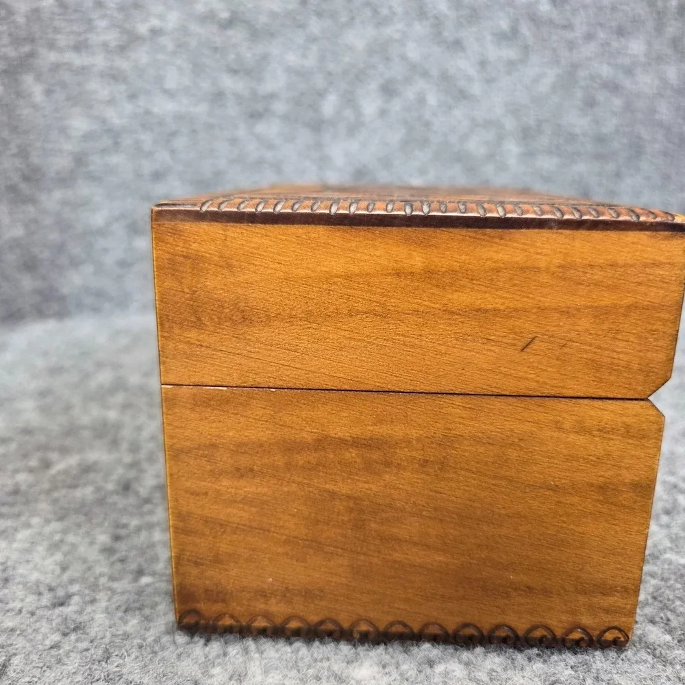 Vintage Wooden Hand Carved Polish Trinket Jewelry Storage Box Made In Poland